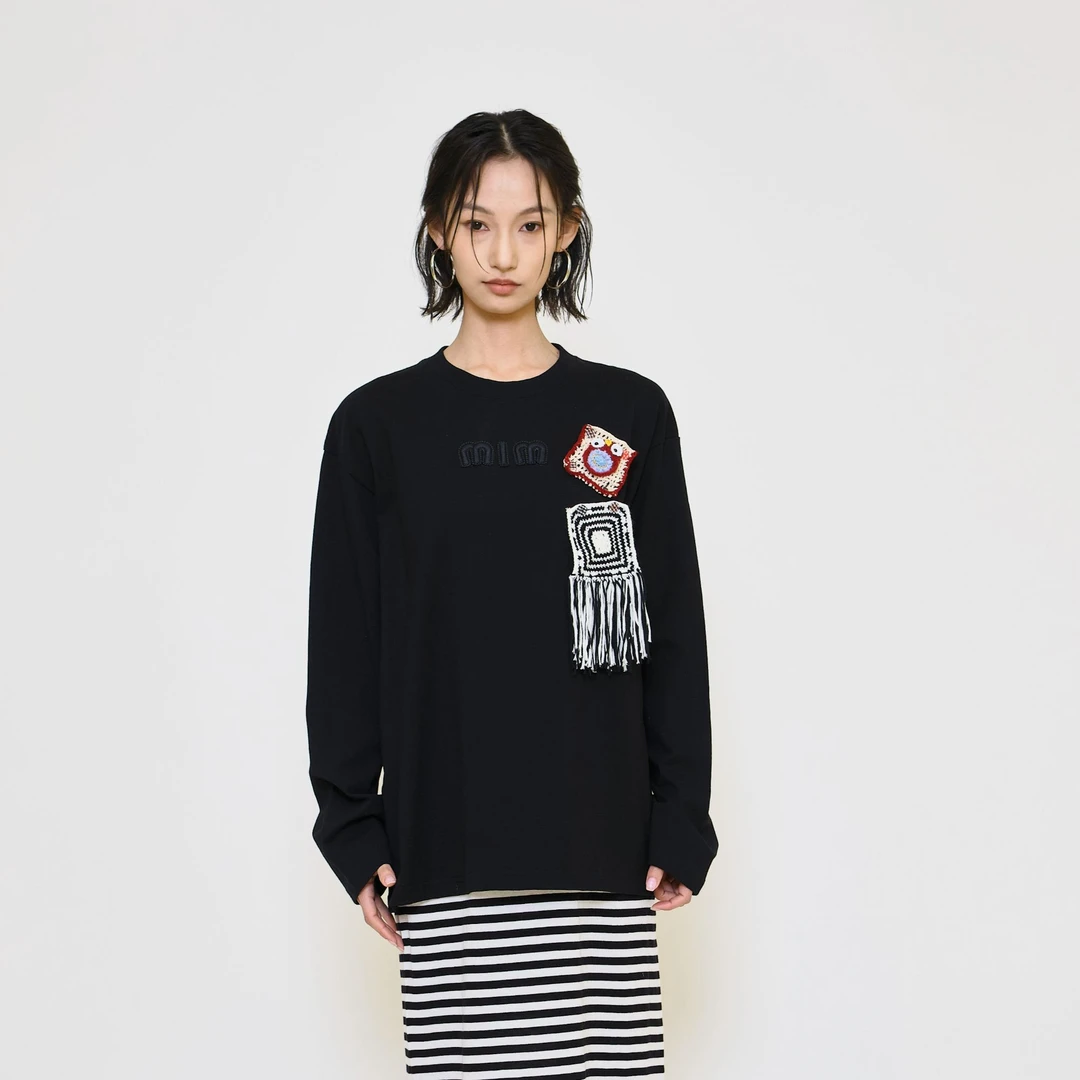 MIMBLANCHE 趣味钩针T恤