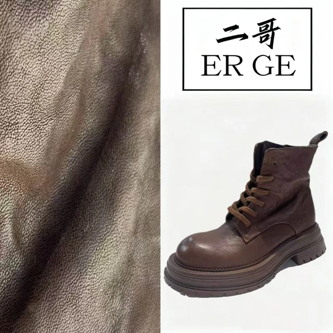 英伦风水洗马皮帅气短靴女厚底机车马丁靴/2302-1