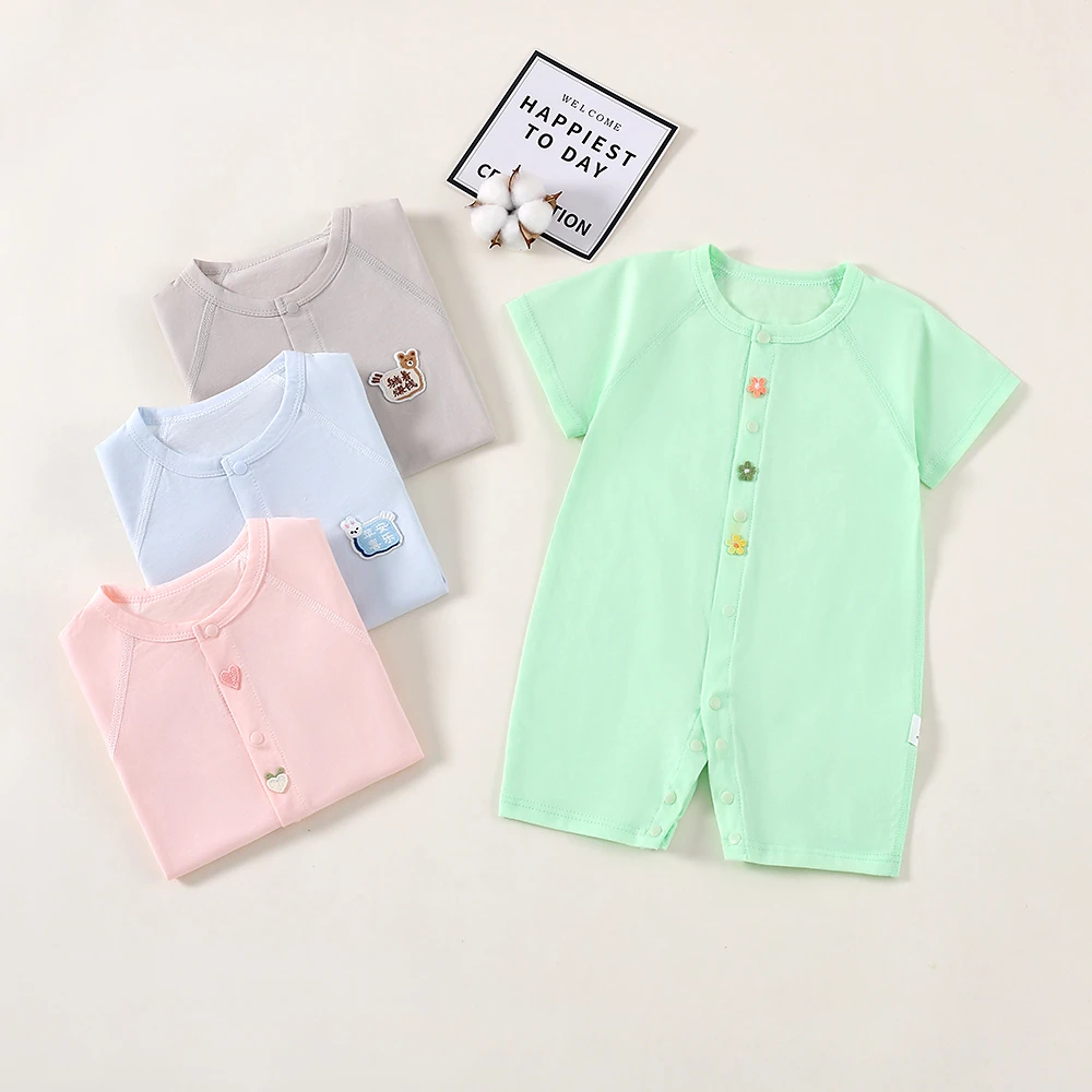 「组合款」婴儿夏季轻薄短袖哈衣男女宝宝连体衣爬服