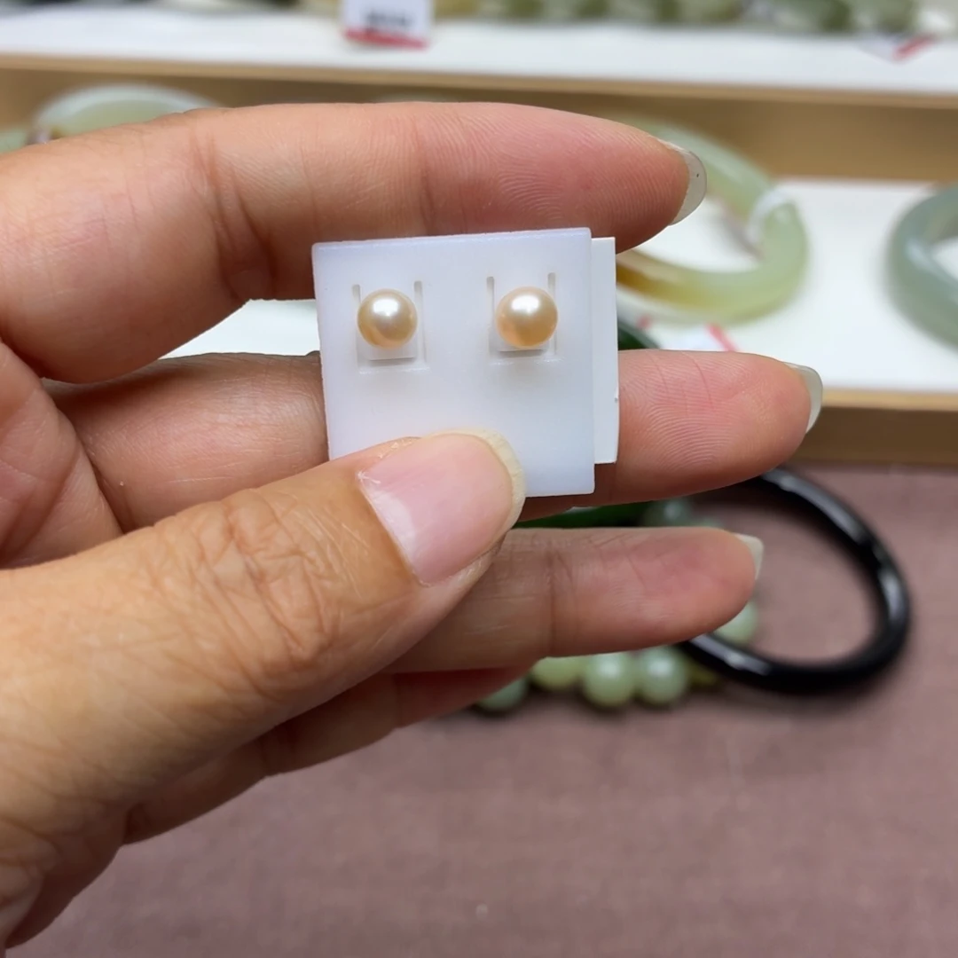 银S925镶嵌淡水珍珠耳饰