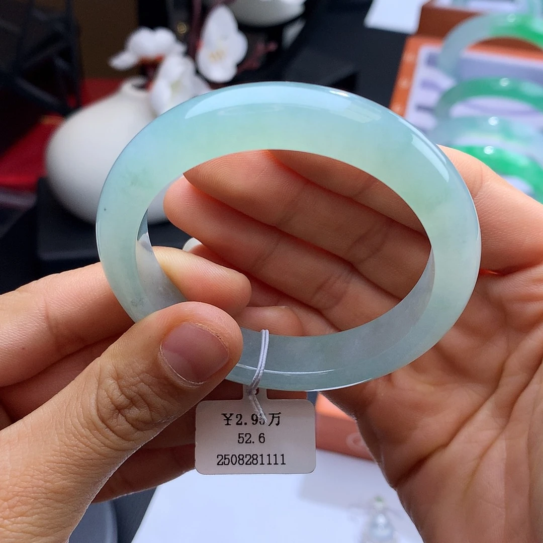 未镶嵌手镯翡翠53冰晴水正圈