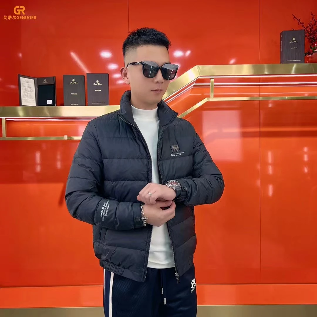 戈诺尔男装24年冬季新款加绒加厚外套极简风轻薄保暖显瘦高级
