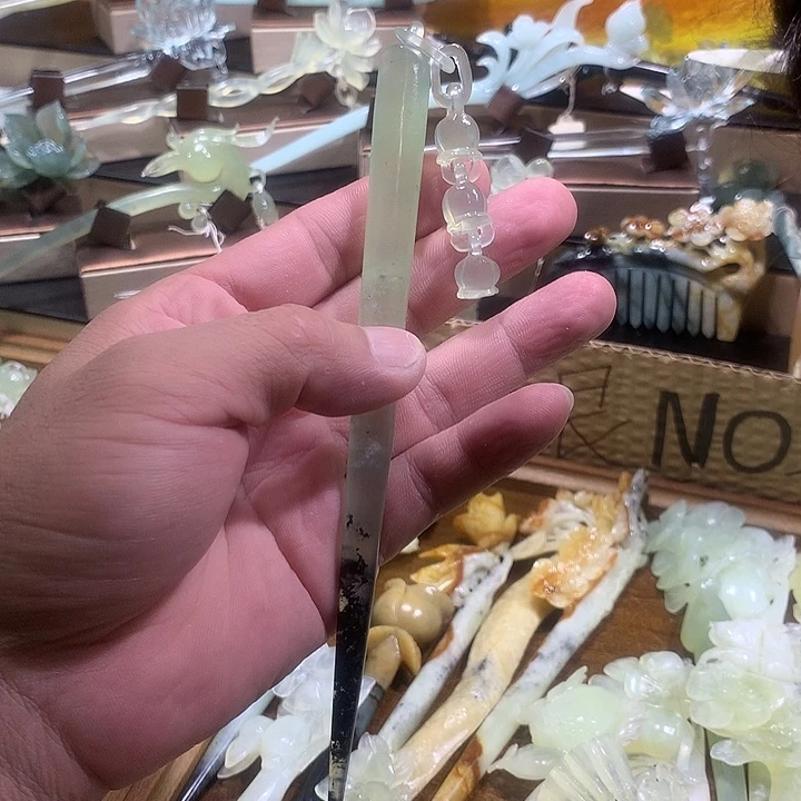 合金蛇纹石玉发饰