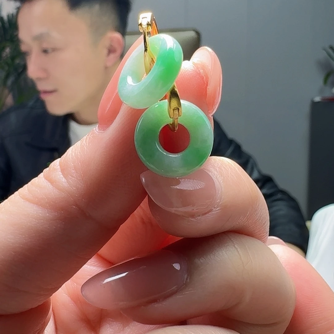 翡翠耳饰银S925镶嵌天然