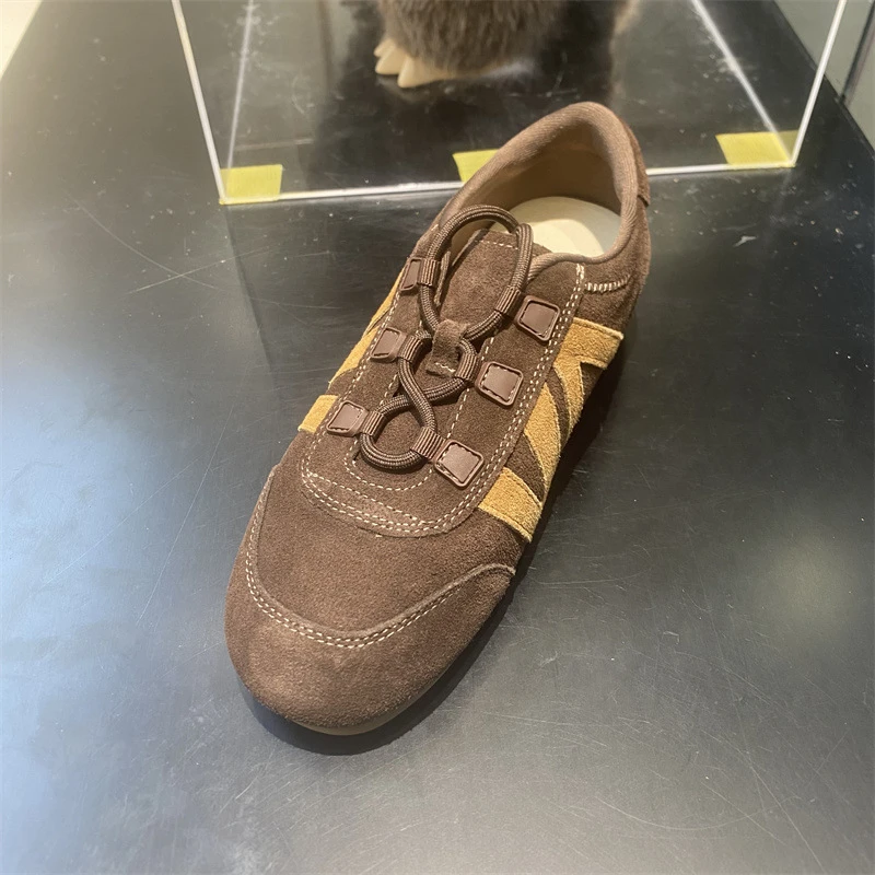 蝶澳复古德训鞋女2025秋冬新款休闲百搭系带阿甘鞋时尚潮流设