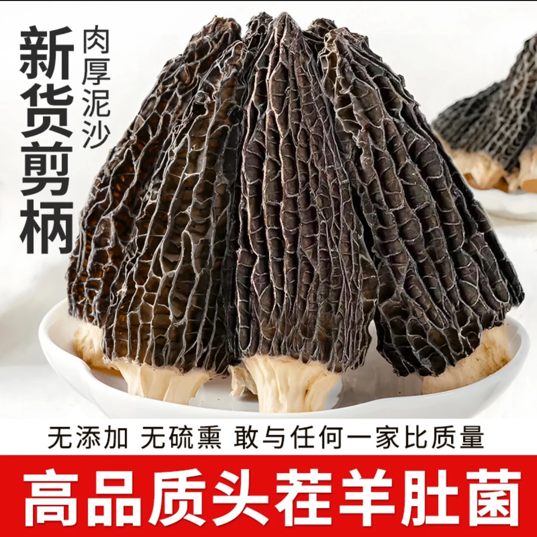 大个头羊肚菌干货送礼煎鱼煲汤滋补佳品足干日晒菌蘑菇鲜美中秋