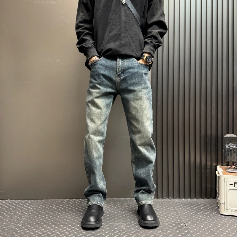 加绒加厚水洗秋冬男士牛仔裤新款潮流直筒痞帅风长裤高品质休闲裤