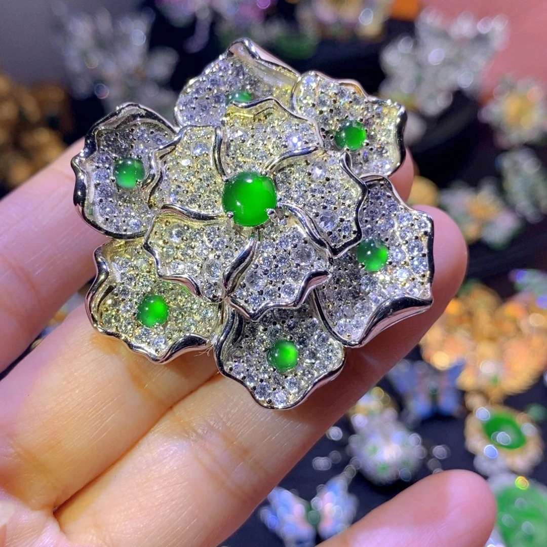 翡翠银S925镶嵌颈饰天然翡翠