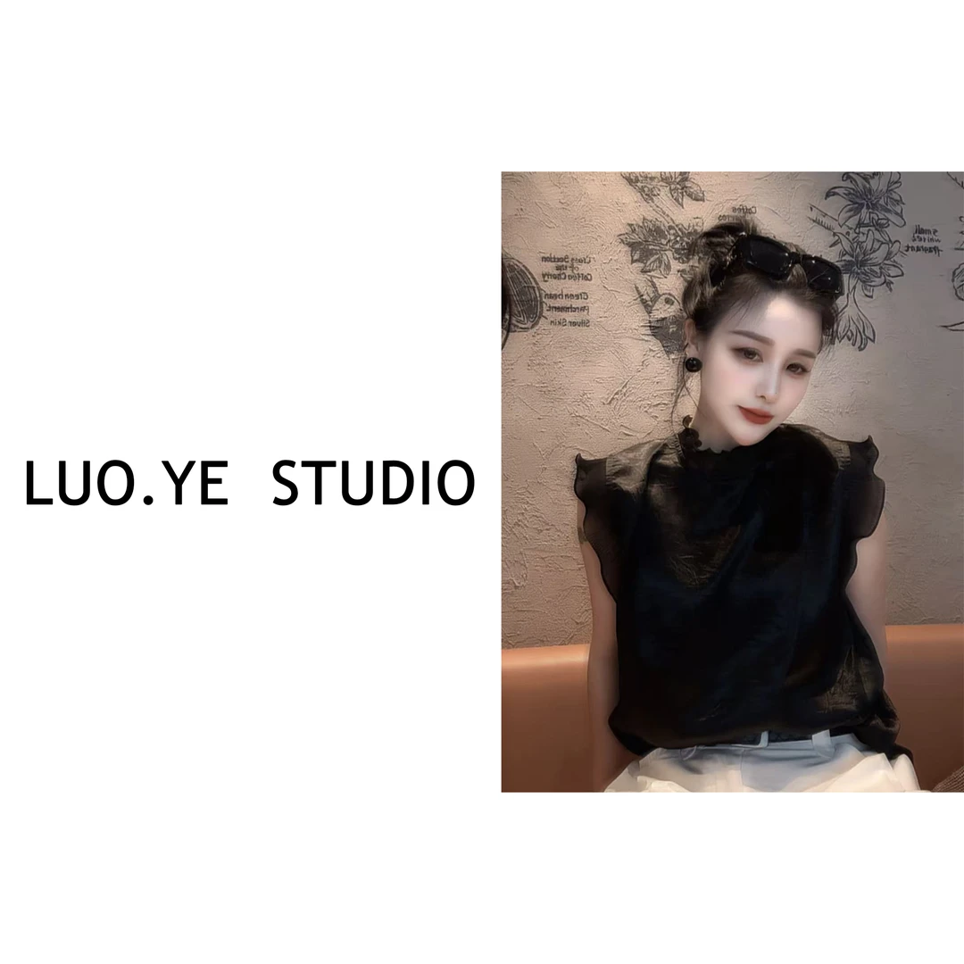 罗爷 · 【飒霓】欧货醋酸花边上衣休闲时尚马甲女百搭减龄