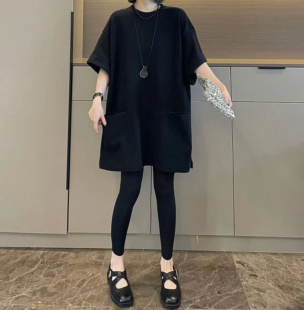 米可/MK-2744ZJ【双口袋阔版圆领上衣】时尚休闲气质秋季新款上衣