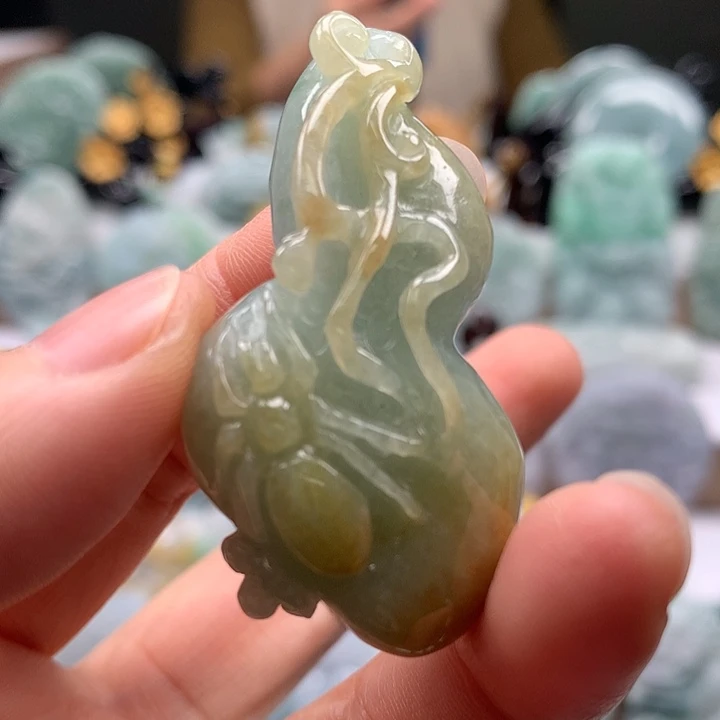 翡翠未镶嵌颈饰福禄双全卡厚13+