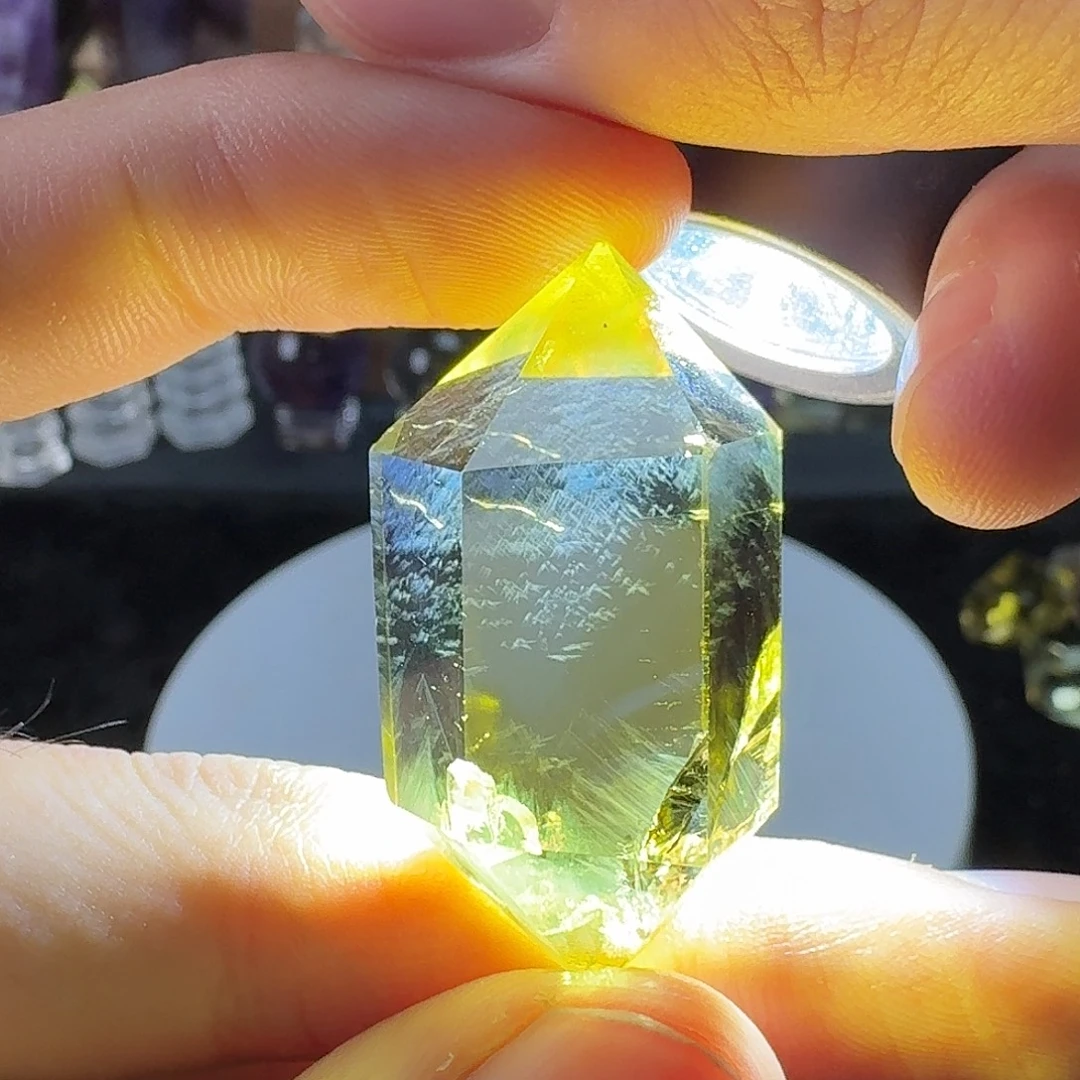 水晶珠宝半成品未镶嵌黄水晶蓝针