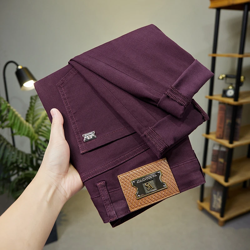 2025春秋季新款潮牌男士修身直筒弹力九分长裤休闲百搭牛仔裤