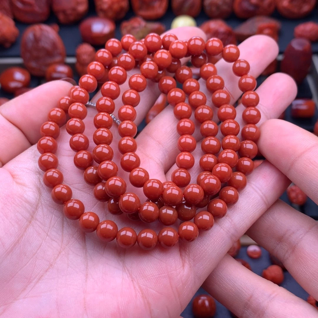 南红玛瑙未镶嵌川料原矿佛珠6.6mm