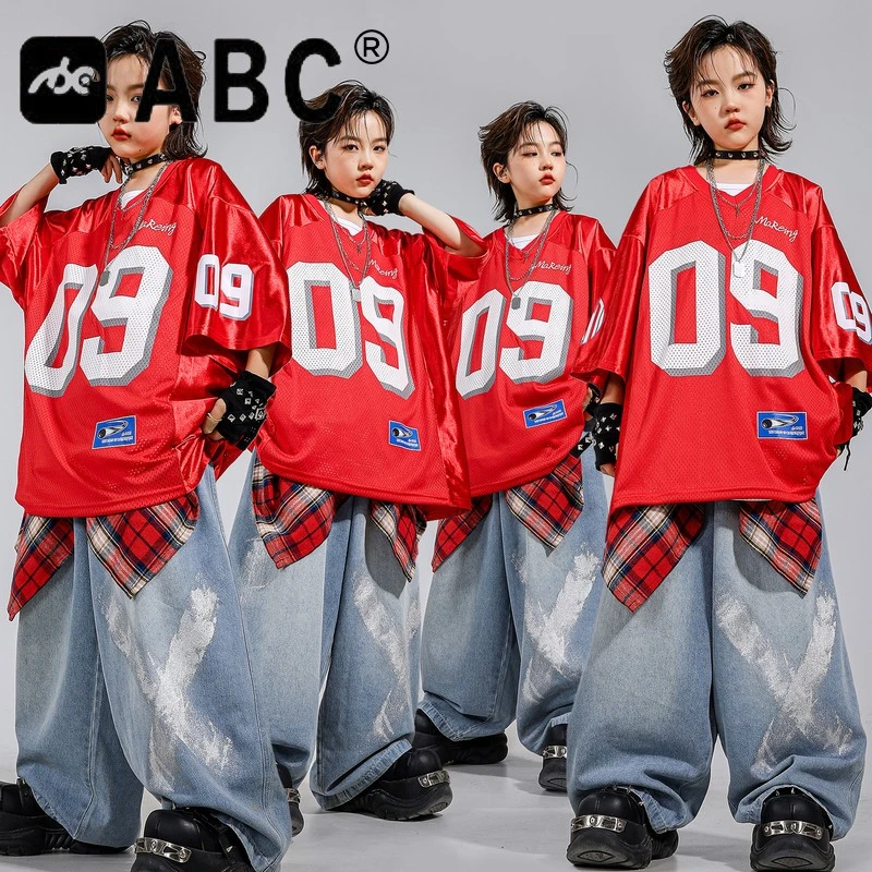 ABC街舞儿童潮服男童嘻哈风帅气表演服女童爵士舞服装小学生演出