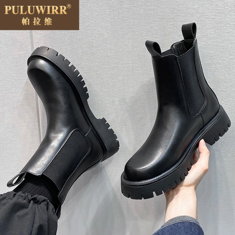 马丁靴男高筒英伦风真皮男款工装男士夏季透气中筒潮流切尔西靴