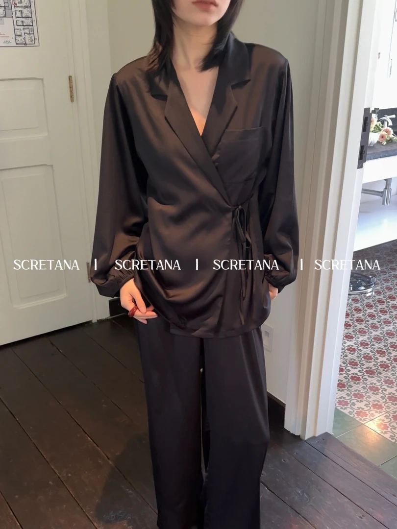 SCRETANA/安娜的秘密巴黎夜曲法式轻奢浪漫时尚长袖长裤家居服