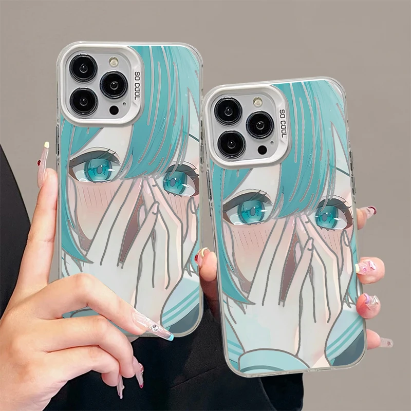 奥菲顿蓝头发唔嘴女孩适用iphone16元气手机壳华为vivo小米oppo套