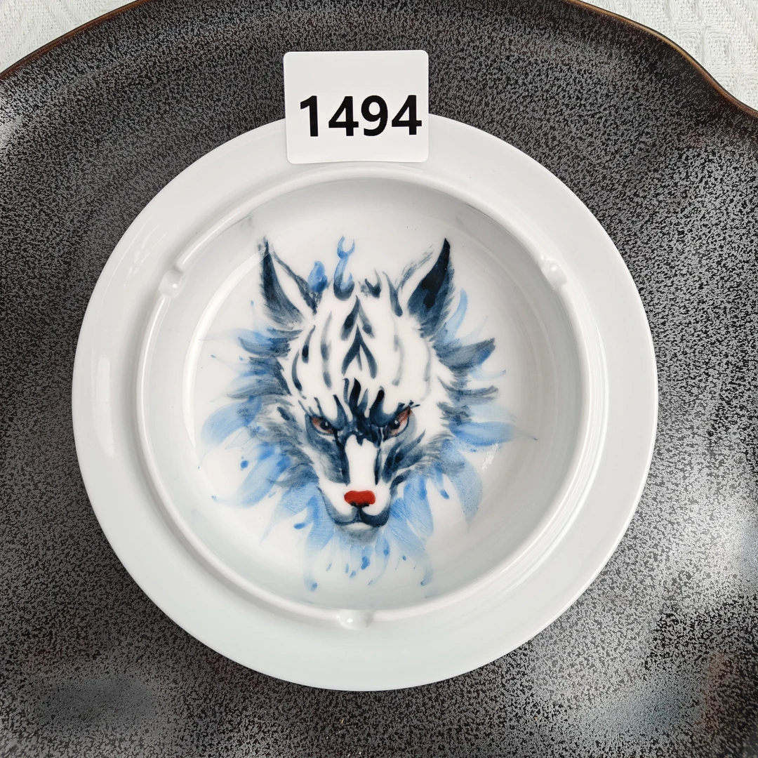 景德镇手绘釉中彩（食品级)烟灰缸1494