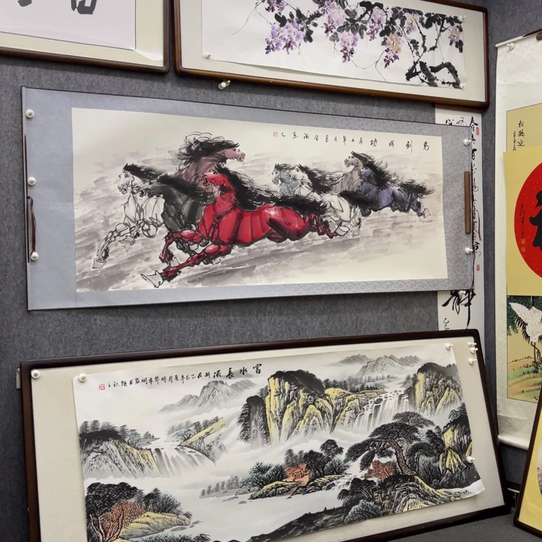 国画马到成功六尺成品卷轴