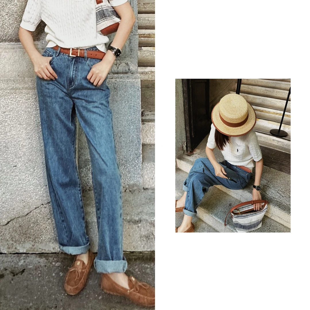 【三三品牌】字母立体刺绣牛仔阔腿裤  FK177