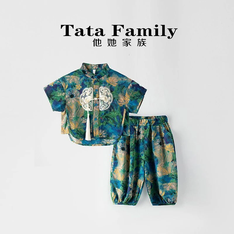 男童套装国风夏装2025新款宝宝短袖中式唐装夏季儿童两件套