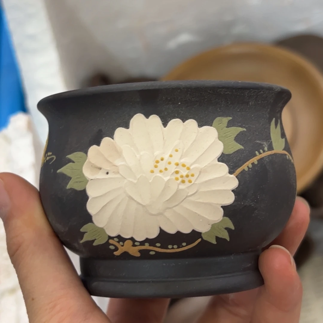 紫砂泥绘款主人杯