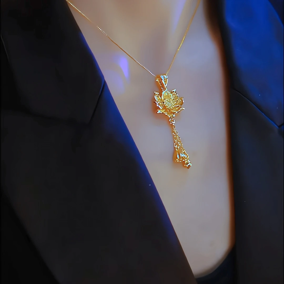 钛钢项链 2025夏季新品【莲花】时尚百搭轻奢锁骨链气质项链女