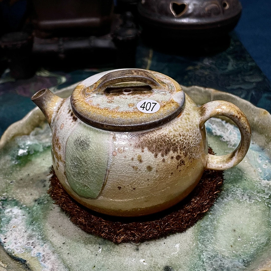 407号全手工中白泥柴烧茶壶家用复古陶瓷壶120-140ML