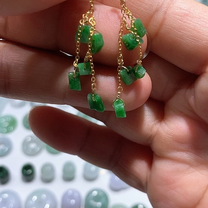 翡翠银S925镶嵌耳饰9号