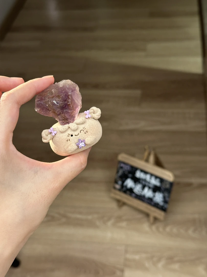 水晶小豆丁可爱紫黄精双马尾