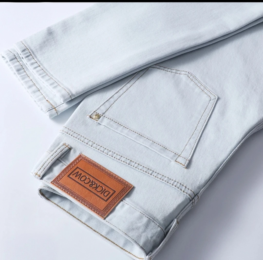 春夏季男士牛仔裤修身弹力浅色透气小直筒休闲时尚百搭长裤九分裤