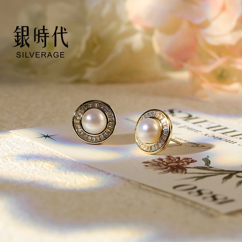 银时代淡水珍珠通勤时尚百搭耳钉