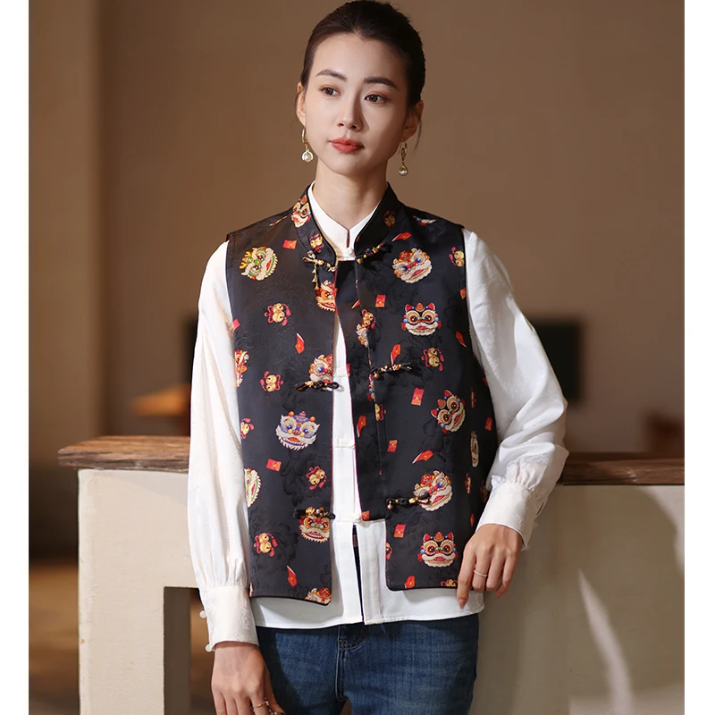 【醒狮】新中式国风马甲双面穿女2025春季新款高级感拜年服盘扣坎肩