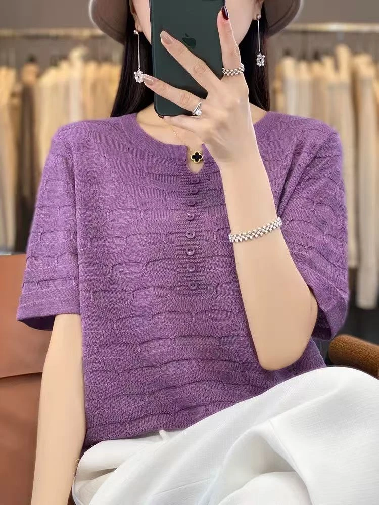 季末清货  小剪刀领竹节麻短袖