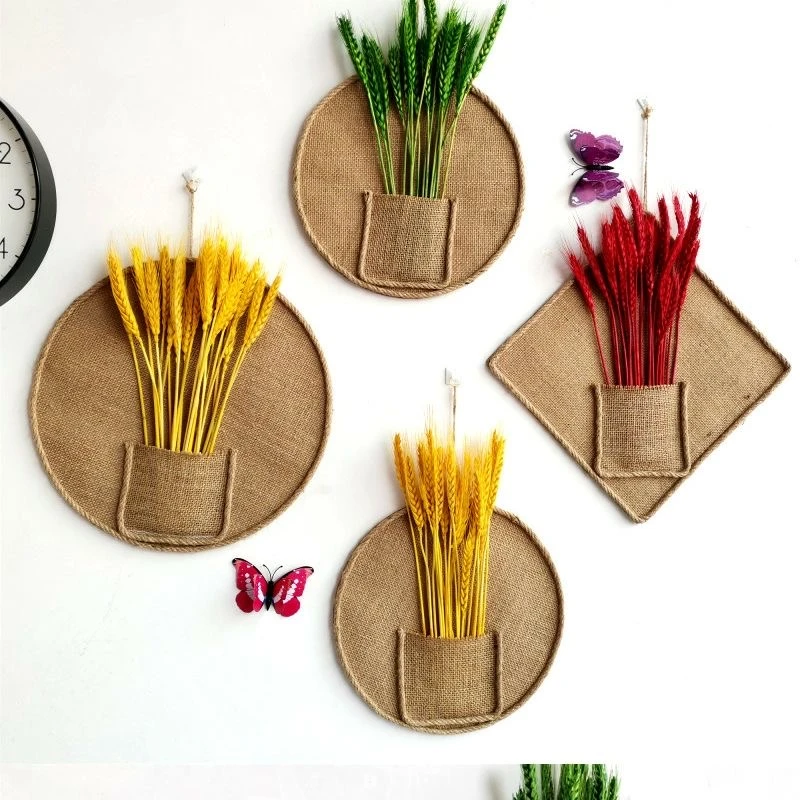 田园风麻布盘墙面复古装饰挂饰适合客厅走廊店铺民宿布置挂件棉麻