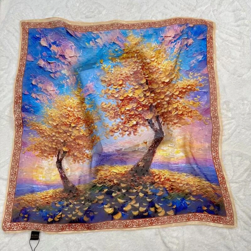 X173 油画树  70*70左右 围巾