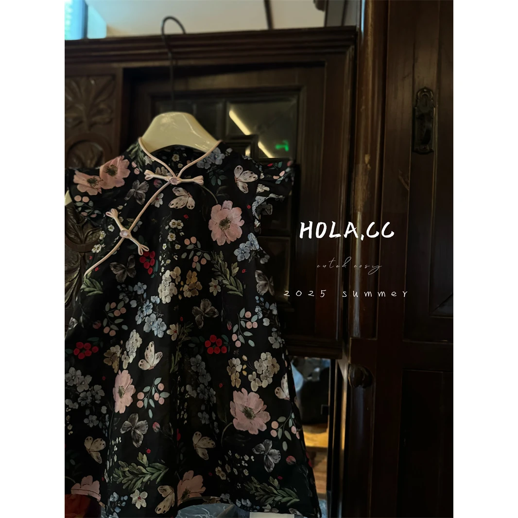 【芙蓉谣】HOLA.CC·25夏~飞袖旗袍裙6197（汉服）黑色