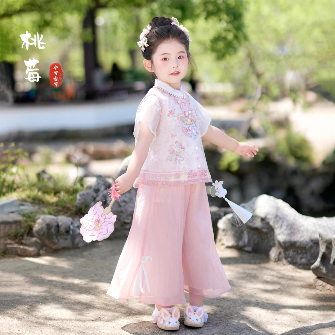 今兮古兮女童汉服套装夏季2025新款中国风小女孩夏装古风儿童唐装