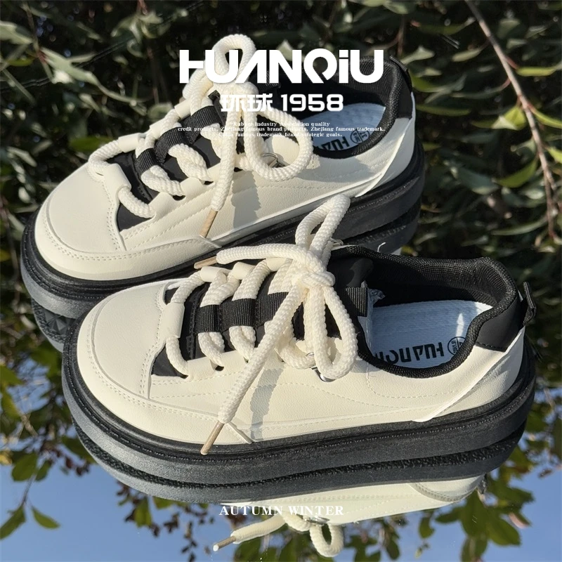 HUANQIU/环球女鞋时尚休闲板鞋2025春季新款ins潮百搭软底运动鞋