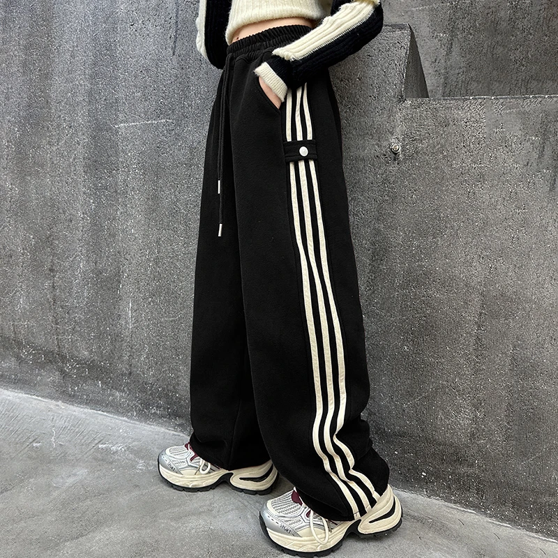 儿童秋装2025新款大女童装薄款裤子春秋款运动针织卫裤秋季直筒裤