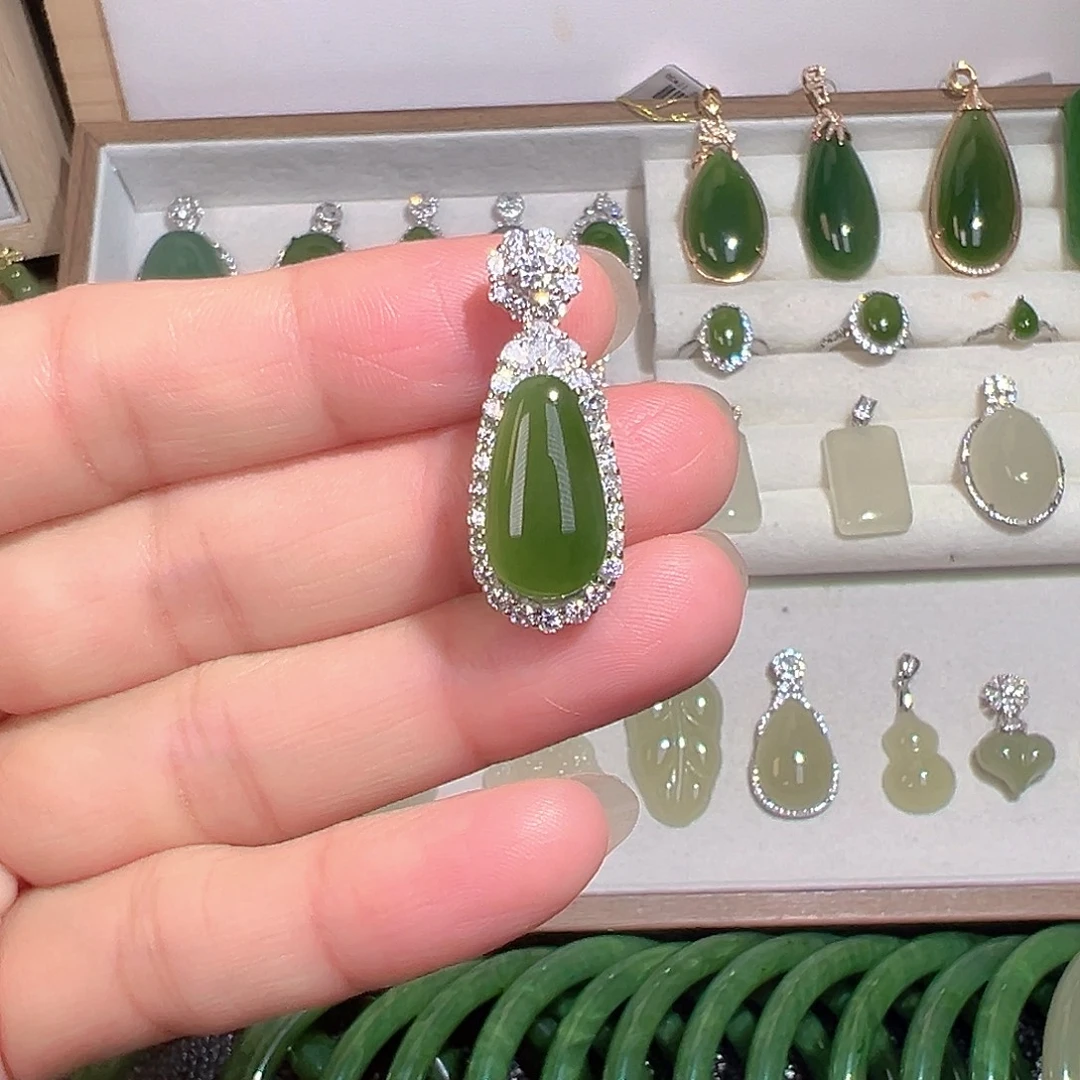 和田玉（碧玉）银S925镶嵌颈饰