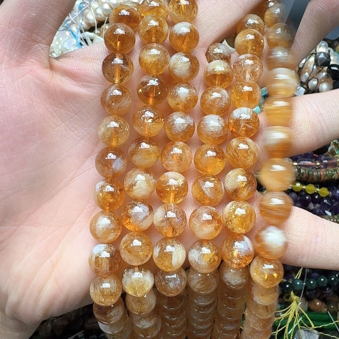 玛瑙/玉髓未镶嵌珠宝半成品一条10mm黄塔晶