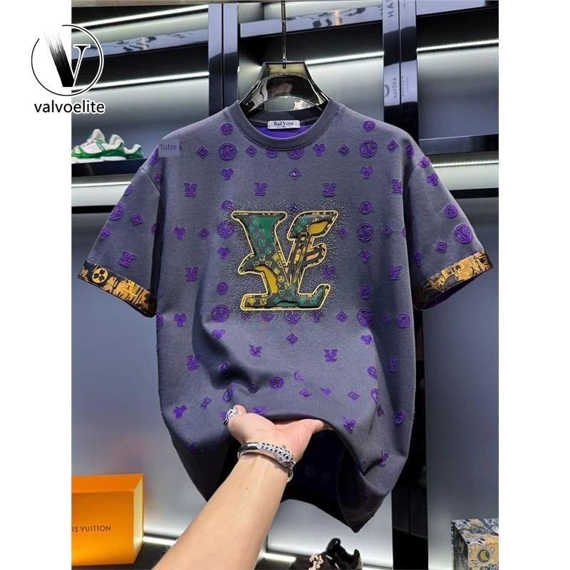 VALVOELITE夏季潮流百搭衬衫短袖圆领新时尚休闲宽松半袖新提花