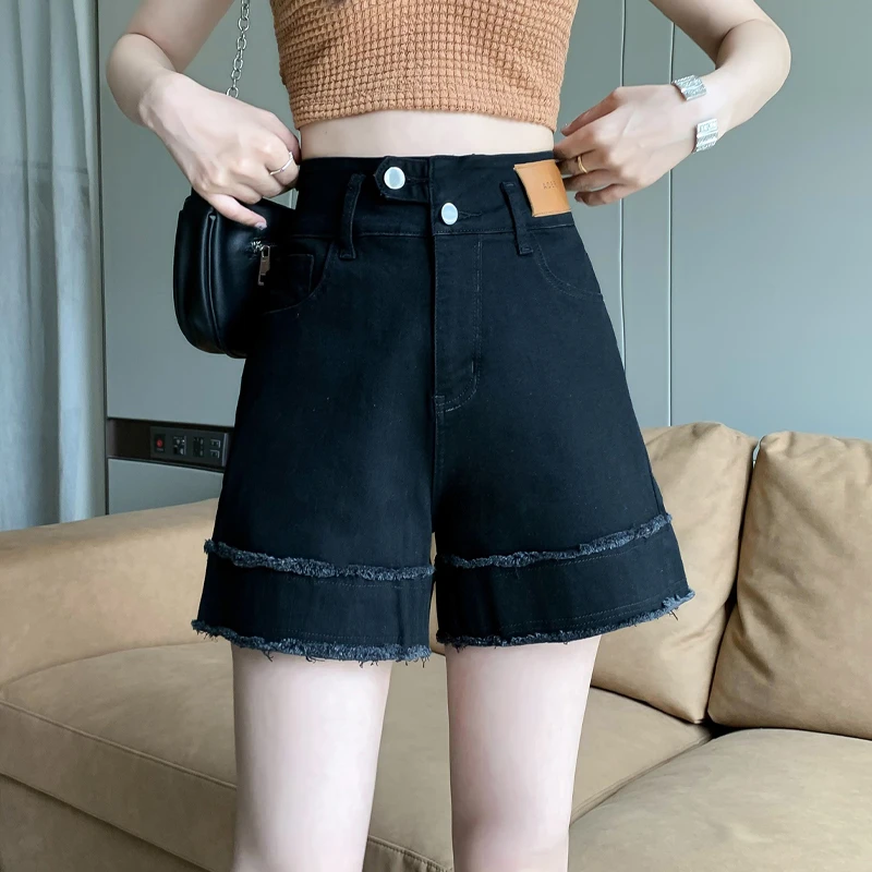 2025夏季新款休闲胖MM女装牛仔短裤宽松显瘦大码牛仔A字版弹力潮