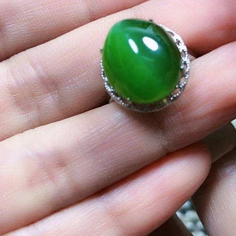 和田玉银S925镶嵌戒指