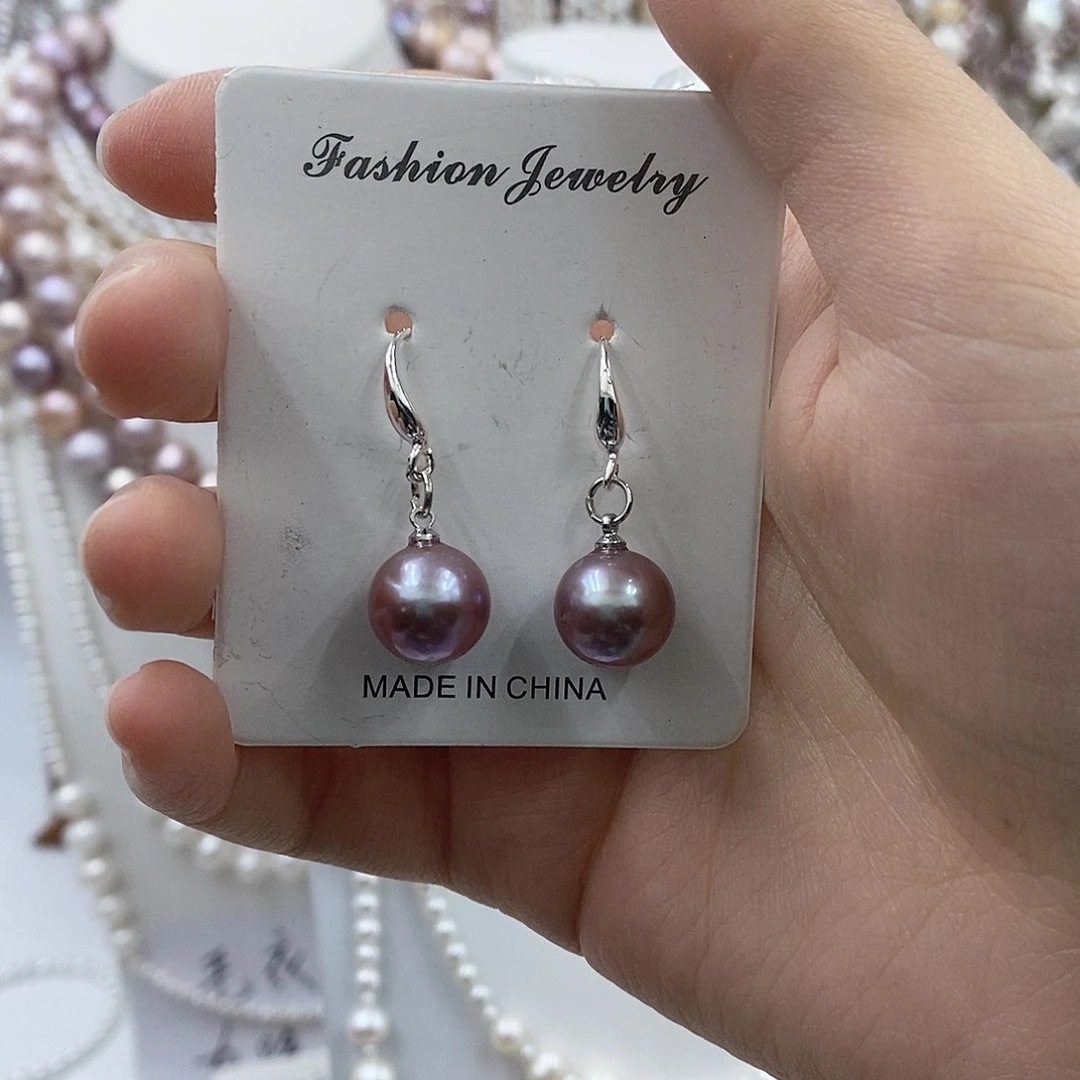 淡水珍珠银S925镶嵌耳饰