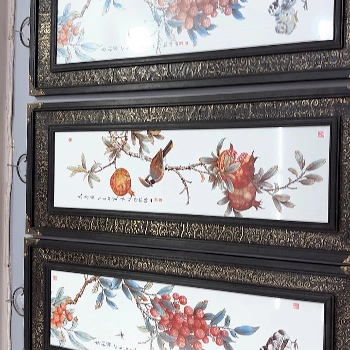 瓷版画木**开春夏秋冬花鸟