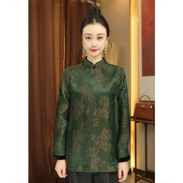 【林典】新中式桑蚕丝香云纱长袖上衣291