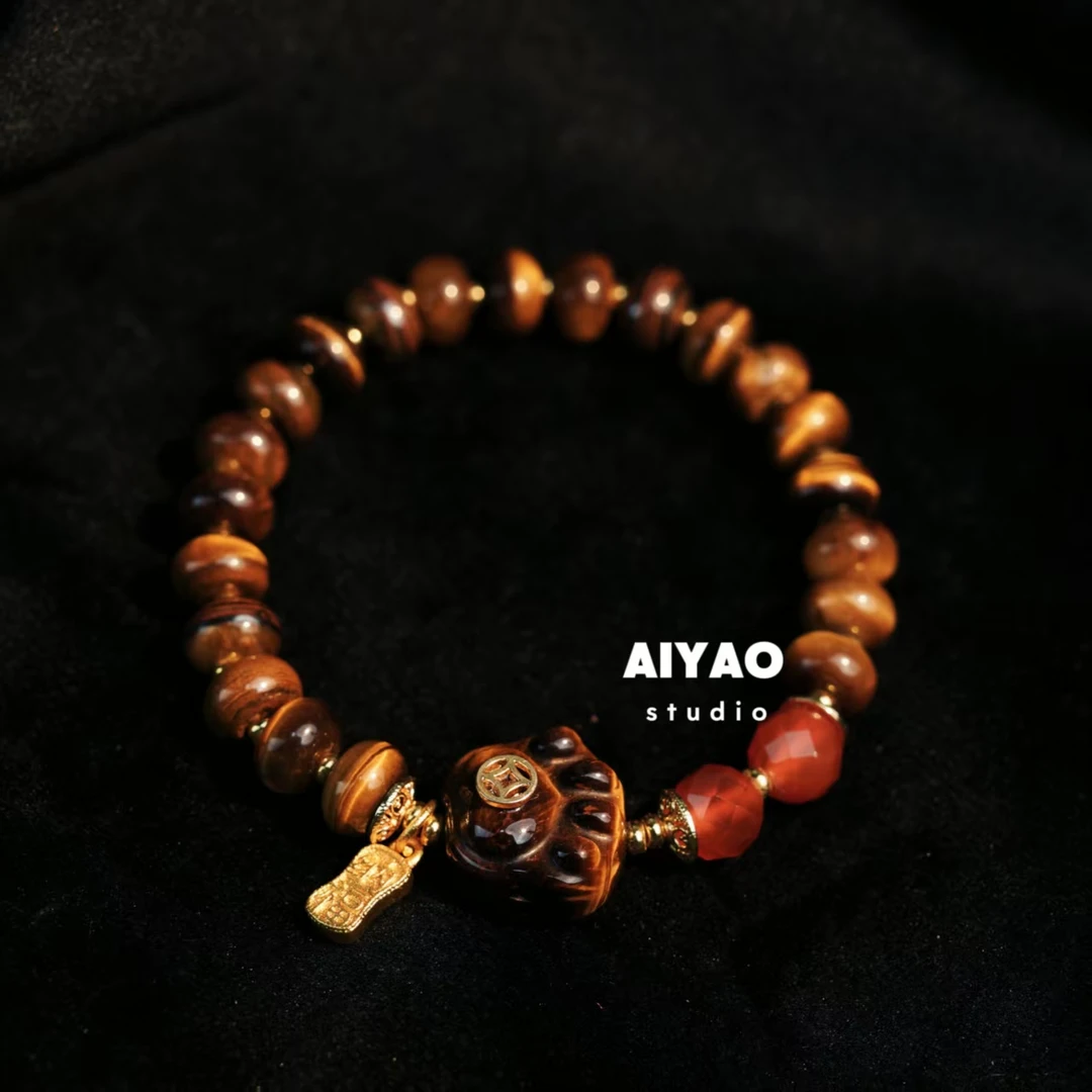 合金手链 【AIYAO】猫爪虎眼手串B43